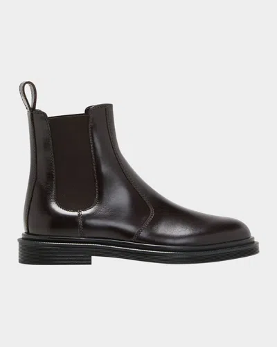 The Row Ranger Patent Leather Chelsea Boots In Dark Brown