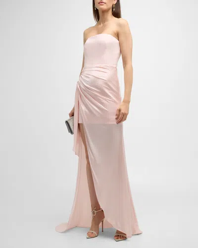 Cinq À Sept Rania Draped Gown In Icy Pink