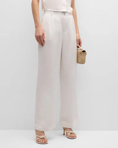 Sol Angeles Linen Straight-leg Trousers In White
