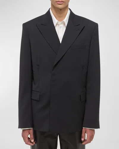 Helmut Lang Men's Boxy Two-piece Double-breasted Blazer Suit In Black