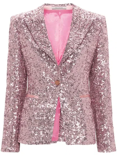 Tagliatore Sequined Single-breasted Jacket In Pink