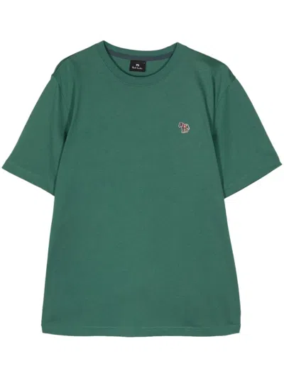 Ps By Paul Smith Zebra-logo Organic-cotton T-shirt In Green