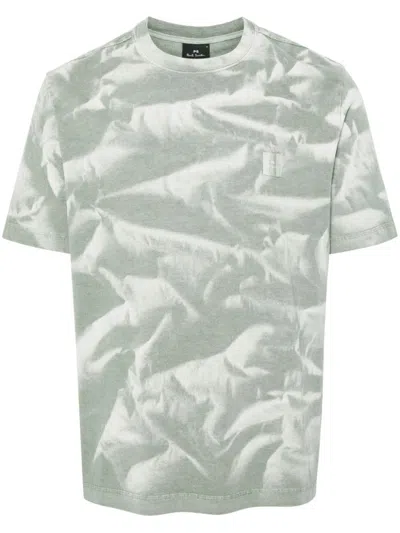 Ps By Paul Smith Sun Bleach Print Cotton T-shirt In Grey