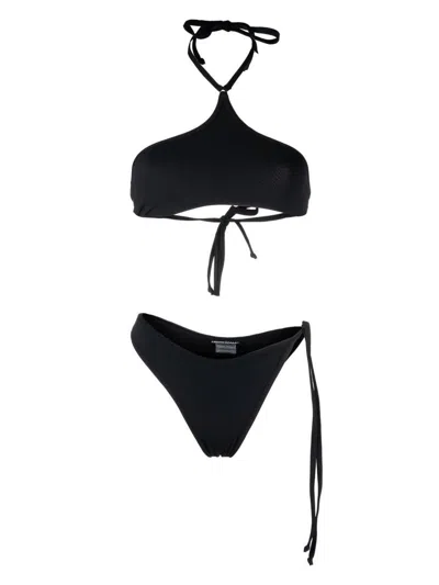 Andreädamo Ribbed-knit Bikini Set In Black