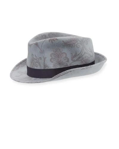 Etro Paisley Fedora Hat In Grey