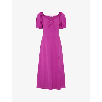 Omnes Womens Magenta London Bow-embellished Cotton-blend Dress