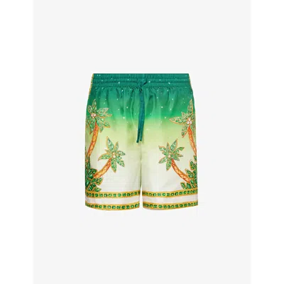 Casablanca Multicolor Joyaux D'afrique Silk Shorts In Green