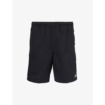 Obey Mens Black Easy Relaxed Brand-patch Cotton Shorts