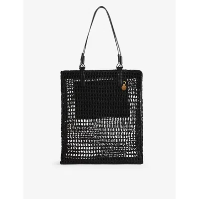 Reiss Raya - Black Waxed Woven Tote Bag,