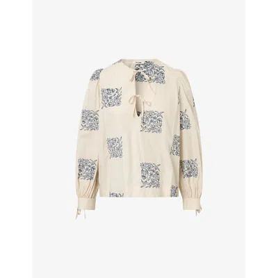 Nue Notes Womens Birch Hartwell Printed Cotton Blouse