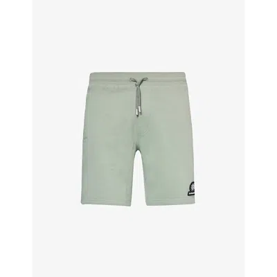 Sandbanks Mens Sage Brand-patch Elasticated-waistband Organic Cotton-blend Jersey Shorts