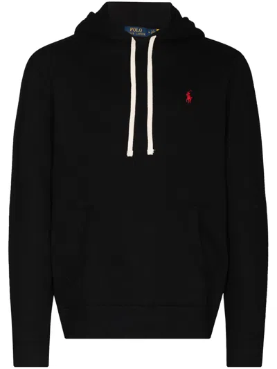 Polo Ralph Lauren Embroidered Logo Hooded Sweatshirt In Black