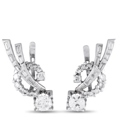 Non Branded Lb Exclusive Antique Platinum 2.90ct Diamond Earrings Mf02-041924 In White