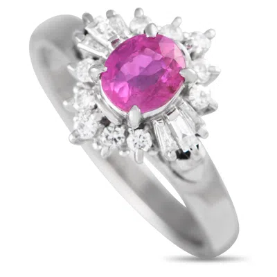 Non Branded Lb Exclusive Platinum 0.24ct Diamond And Ruby Ring Mf27-041924 In White