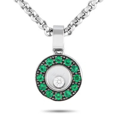 Chopard Happy Diamonds 18k White Gold Diamond And Emerald Necklace Ch09-041624