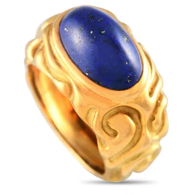 Elizabeth Gage 18k Yellow Gold Lapis Lazuli Carved Ring Eg05-041624