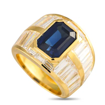 Non Branded Lb Exclusive 18k Yellow Gold 4.95ct Diamond And Blue Sapphire Ring Mf05-041924