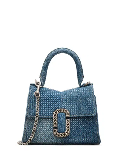 Marc Jacobs The Mini Top Handle Denim Crystal In 402 Light Blue Crystal