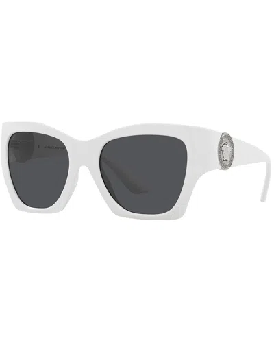 Versace Rectangular Cat Eye Sunglasses, 54mm In White