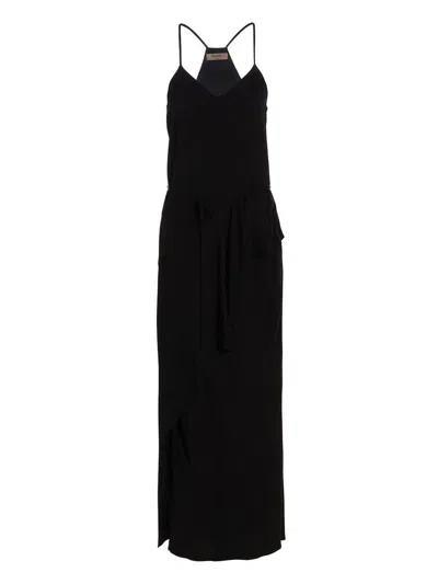 Twinset Satin Maxi Dress In Black