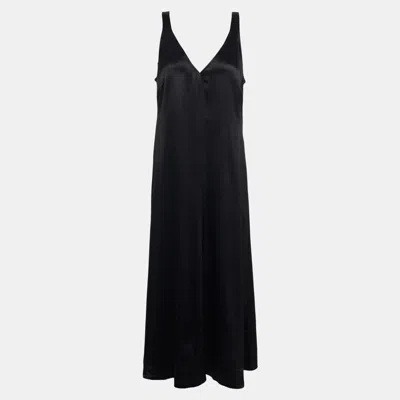 Pre-owned Ganni Viscose Midi Dress 42 In Black