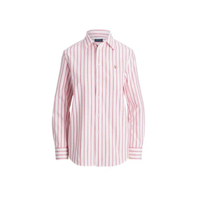Polo Ralph Lauren Striped Oxford Shirt In Pink/white Stripes