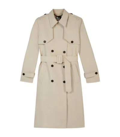 The Kooples Womens Beige Notch-collar Double-breasted Cotton-blend Trench Coat
