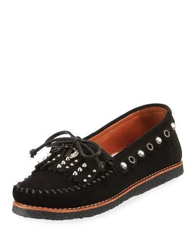 Coach Roccasin Embellished Suede Moccasin In Black