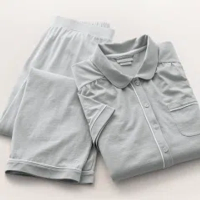 Boll & Branch Organic Free Soft Knit Short Sleeve & Pants Pajama Set In Gray