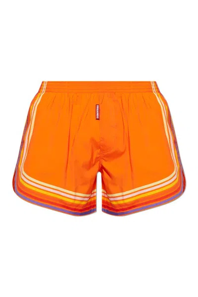 Dsquared2 Rainbow-striped Swim Shorts In Orange
