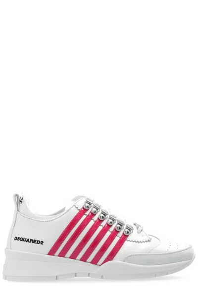 Dsquared2 Stripe-detailing Leather Trainers In White