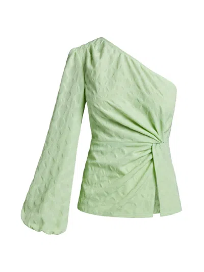 Santorelli Women's Textured One-shoulder Blouse In Green Tea