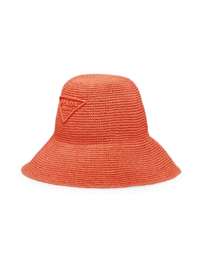 Prada Raffia Hat In Orange