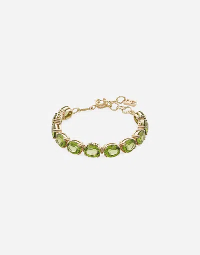 Dolce & Gabbana Anna Bracelet In Yellow Gold 18kt And Peridots In ゴールド
