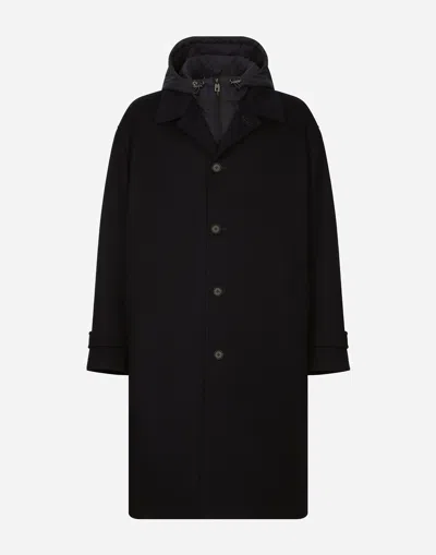 Dolce & Gabbana Cashmere Single-breasted Coat With Hood In ブルー