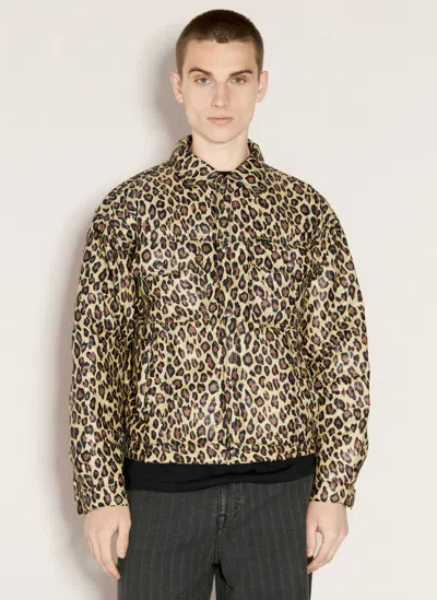 Fucking Awesome Leopard-print Trucker Jacket In Yellow