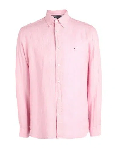 Tommy Hilfiger Man Shirt Pink Size L Linen