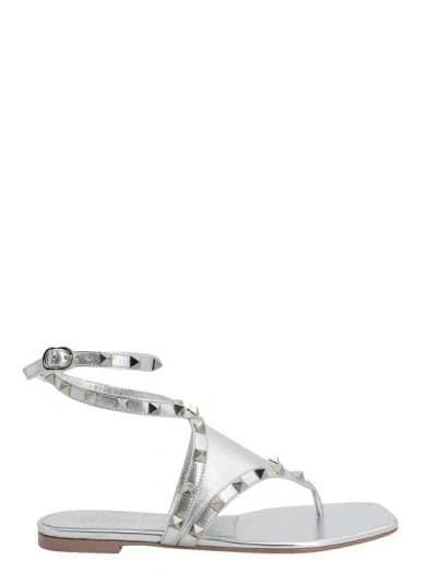 Valentino Garavani Valentino Rockstud Laminated Sandals In White