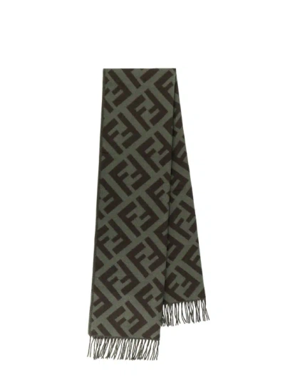 Fendi Cashmere Scarf With Ff Motif In Green