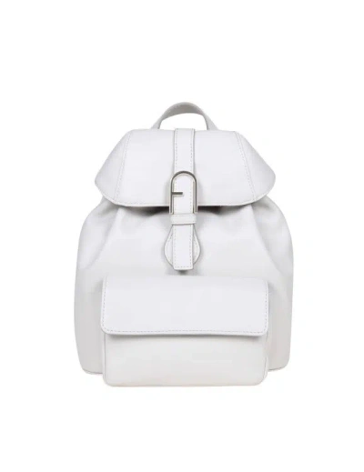 Furla Flow Buckle-detailed Backpack In White