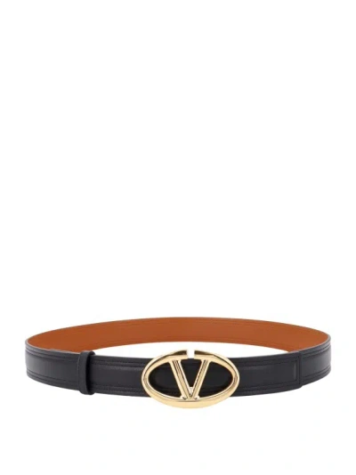 Valentino Garavani Leather Belt In Black