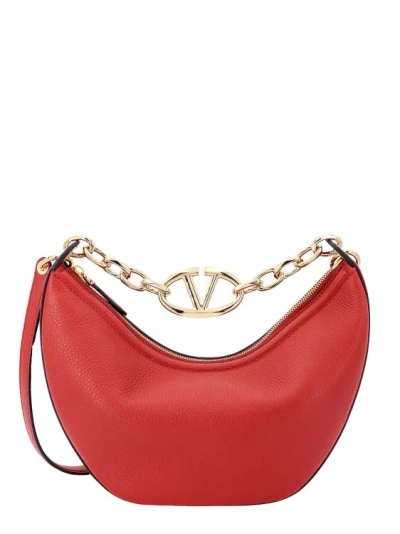 Valentino Garavani Leather Handbag With Vlogo Signature Detail In Red