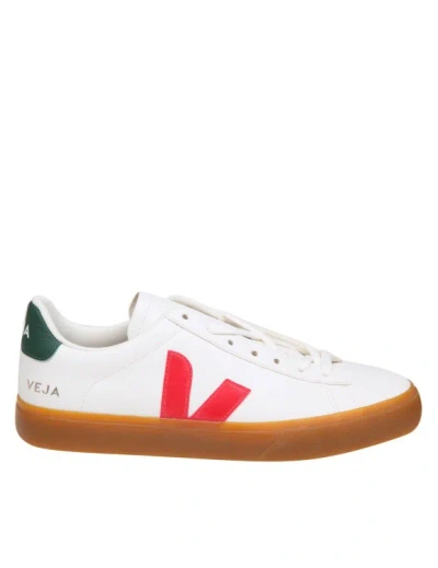 Veja Campo Chromefree In White/red And Green Leather