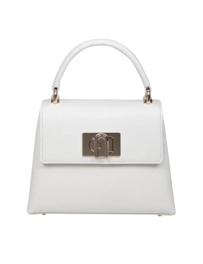 Furla 1927 Mini Top Handle In Marshmallow Color Leather In White