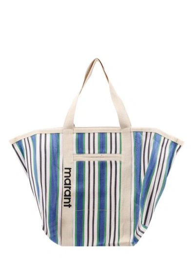 Isabel Marant Nylon Shoulder Bag With Striped Motif In Blue