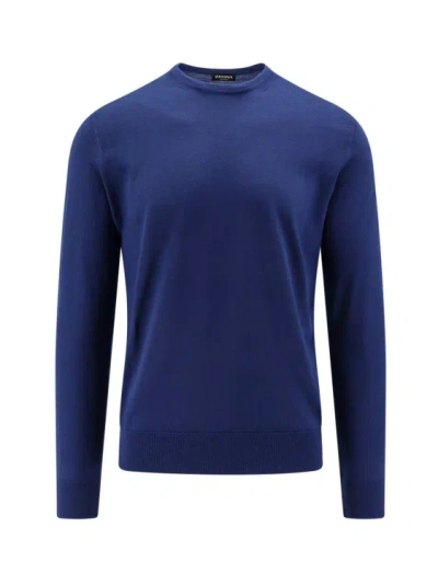 Zegna Cashmere-silk Sweater In Blue