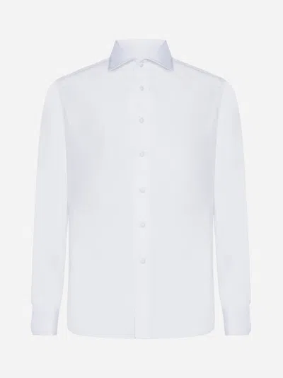 Tagliatore Poplin Cotton Shirt In White
