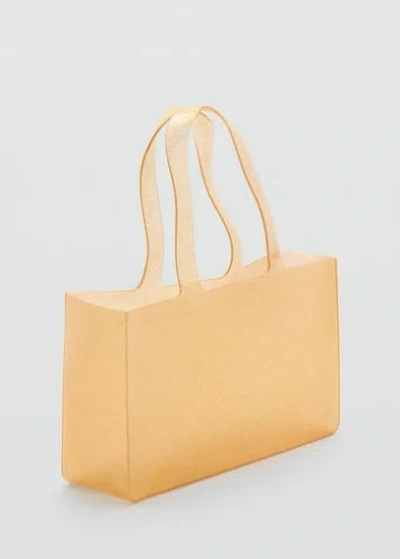 Mango Semitransparent Shiny Bag Gold In Blue