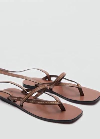 Mango Leather Straps Sandals Leather