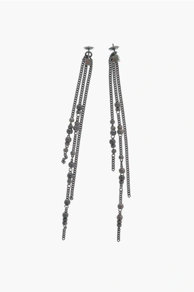 Ann Demeulemeester Silver Pendants Earrings In Metallic